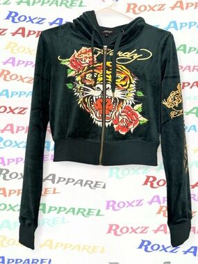 Ed Hardy - Retro Tiger Velour Hoodie 💚✨